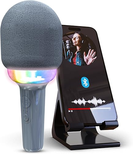 Miniatura 10 de Coby Micrófono LED de karaoke  5 modos de luz súper divertidos  4 modos divertidos de cambio de voz  Modo inalámbrico verdadero para dúos  Micrófono