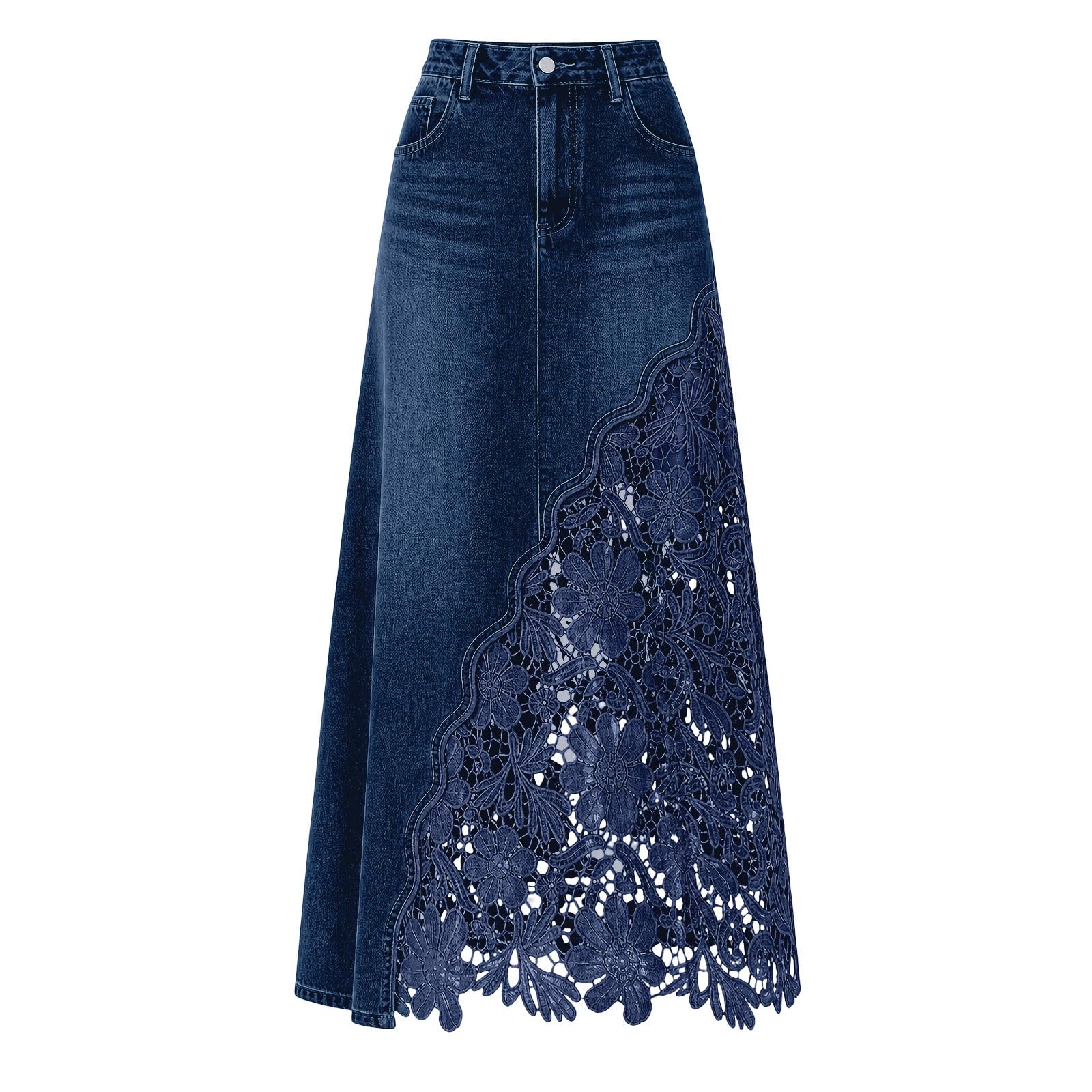 Generisch Elegante falda midi de encaje. Detalles transparentes de moda con corte fluido para uso diario y ocasiones especiales