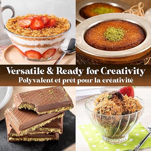 Miniatura 7 de Kataifi - Masa de fillo rallada, auténtica pastelería turca seca picada Kadayif (Kataifi), perfecta para Kunafa, Knafeh y Baklava, chocolate Dubai