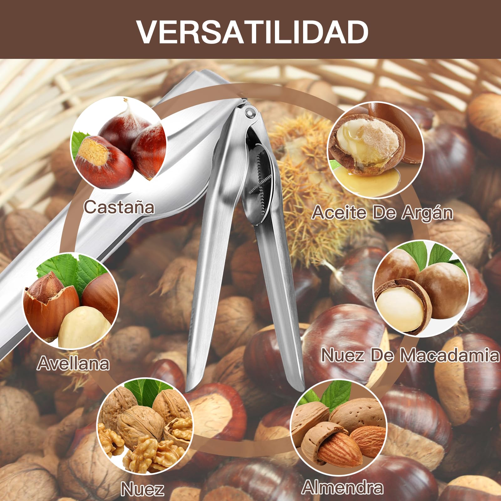 Juego De 7 Piezas Para Abrir Castañas – Cortador En Acero Inoxidable + Peladores + Tenedores – Ideal Para Frutos Secos