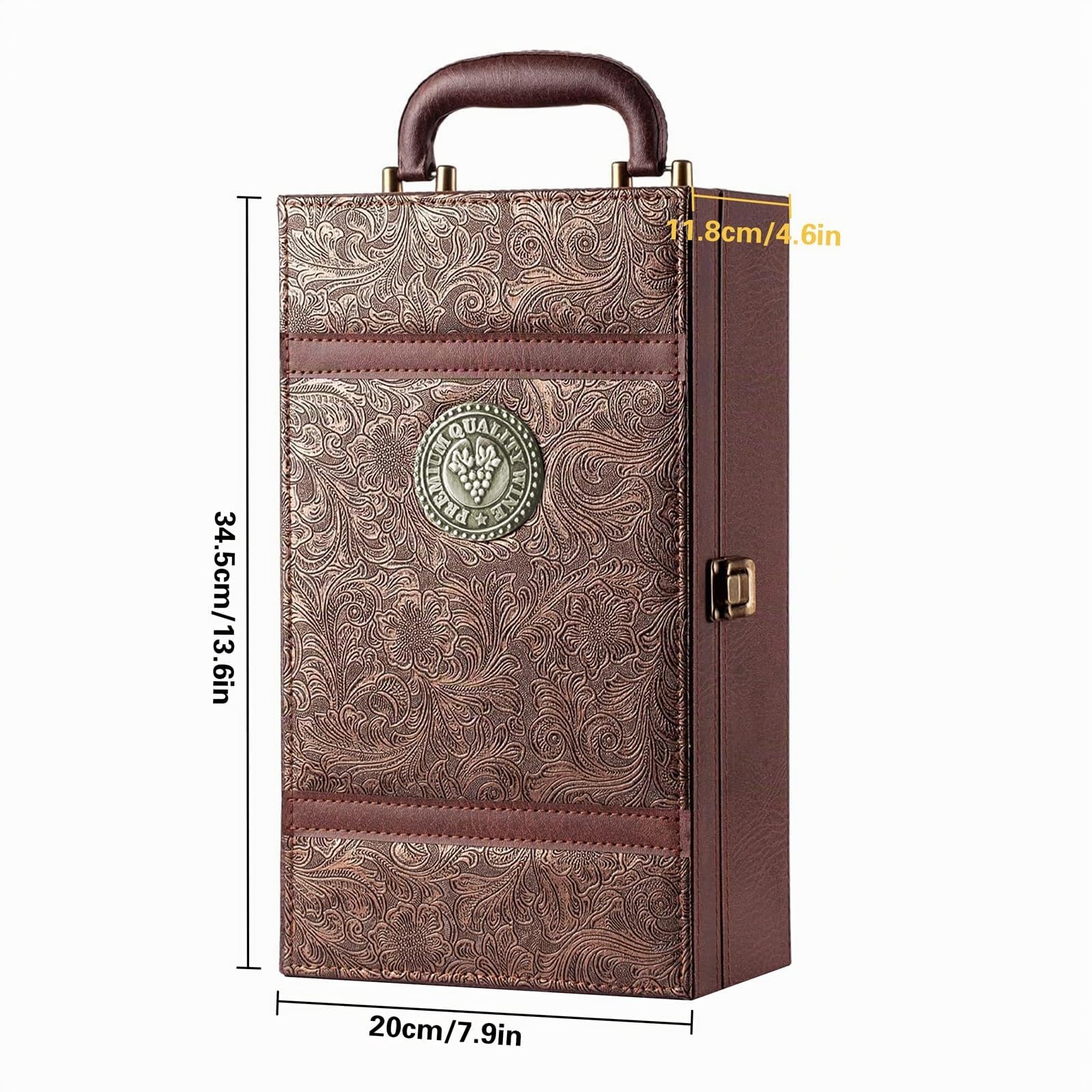 Coffret à vin Sommelier Set avec 4 Accessoires pour le vin Coffret Cadeau pour le Vin Étui de transport de vin pour 2 Bouteilles pour Mariage Anniversaire Fête Voyage 35x20x12 cm