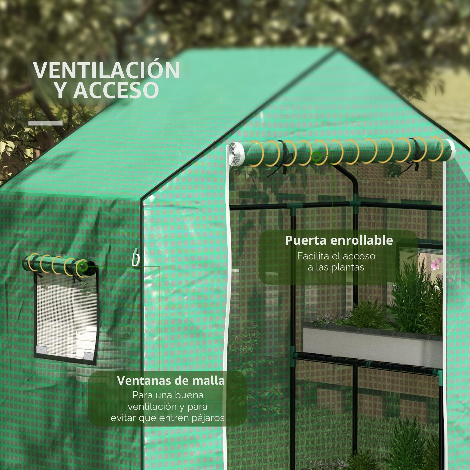 Outsunny Cubierta de Invernadero 140x73x190 cm Cubierta de Repuesto de Invernadero con Ventana Puerta con Cremallera Anti-UV Protección de Plantas para Jardín Verde