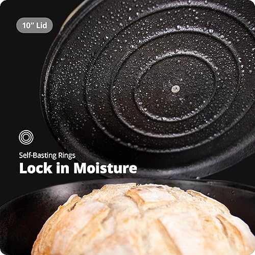 Miniatura 6 de Greater Goods Tapa de hierro fundido, tapa pre-sazonada para una sartén de hierro fundido gG de 10 pulgadas, plancha y horno holandés, diseñada en