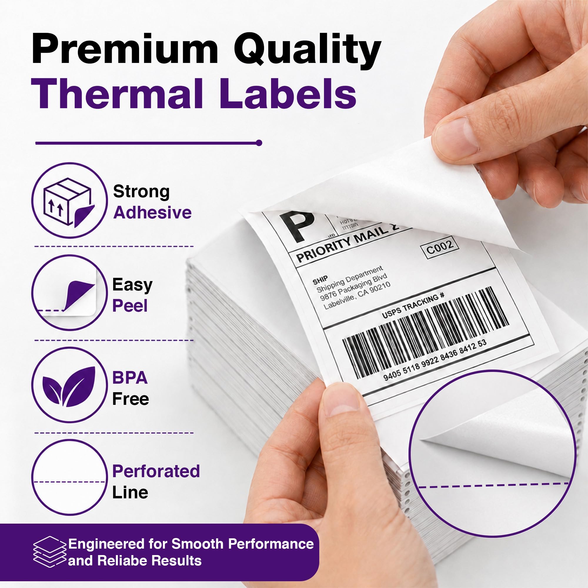 Etichette termiche per spedizioni, 10,2 x 15,2 cm, 500 etichette per pila, compatibili direttamente con Jadens Label Printer JD268BT e altri modelli Jadens