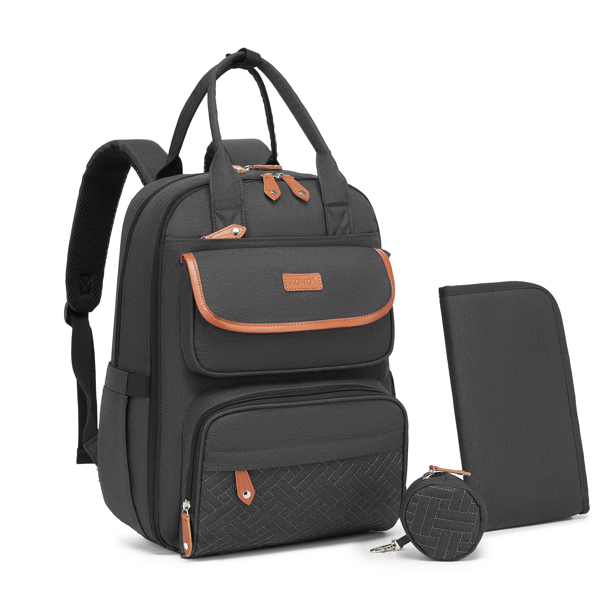 Kono Sac à Dos à Langer Bébé Grande Capacité Maman Papa avec Tapis à Langer