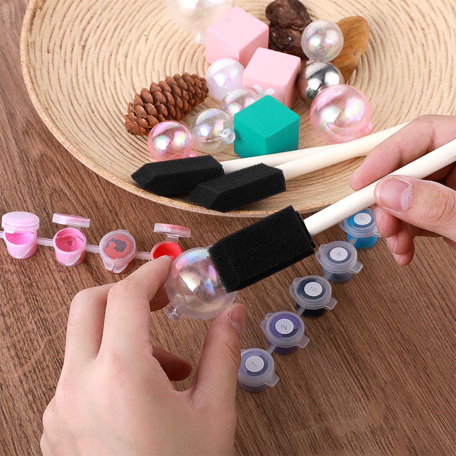 Lot De 40 Pinceaux En Mousse De 2,5 Cm Avec Manche En Bois