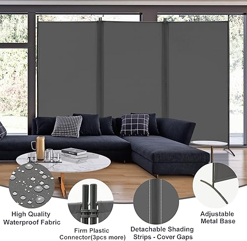 Miniatura 2 de Spurgehom Divisor de habitación, 3 paneles plegables de privacidad para división de tela, panel de habitación independiente, divisor de habitación