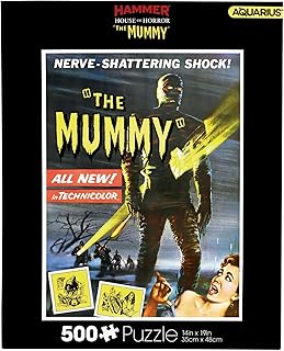AQUARIUS Hammer The Mummy 500 Piece Jigsaw Puzzle, Classic Hammer Studios Art, Finished Size 14 x 19 Inches, Officially Li...