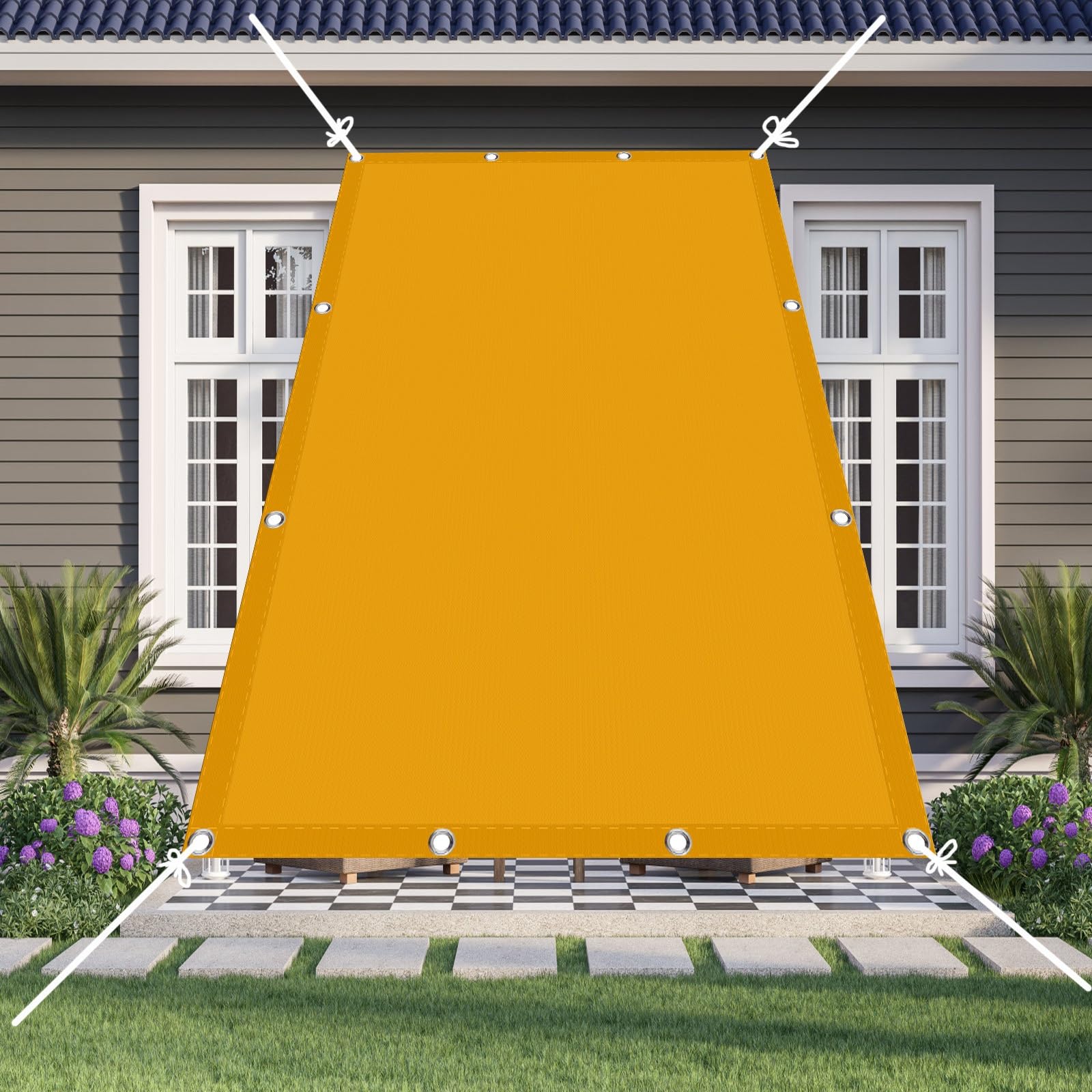 Amazon.de: Sonnensegel 2x2.5m(6.56x8.2ft) Rechter Winkel Sonnensegel  Sonnenschutz Premium PES Polyester 98% UV-Schutz fr Garten Terrasse  Camping, Golden
