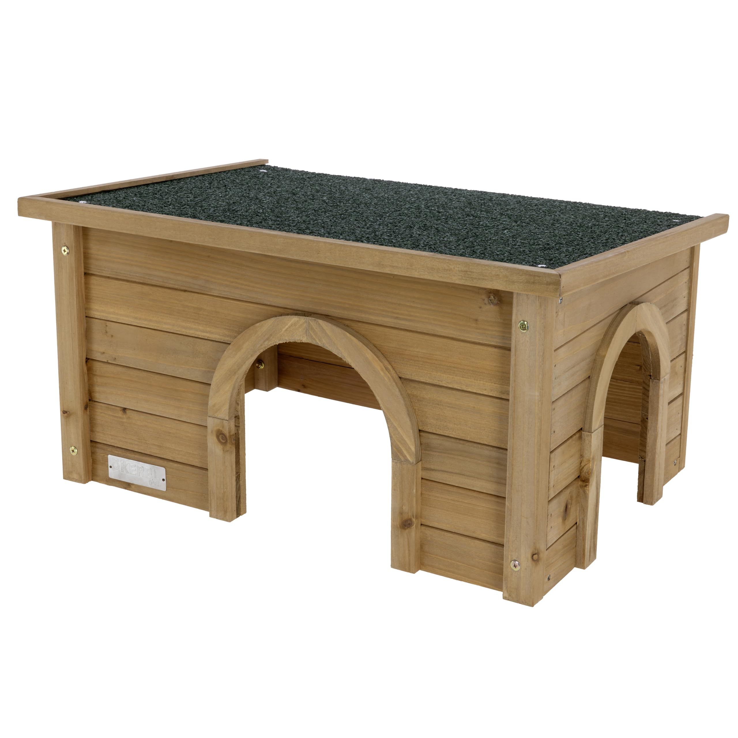 Kerbl Pet Nagerhaus, Kleintierhaus, Nagerhütte, 59x39x30cm, Spießtanne, Kunststoff, Nager, wetterfestes Dach, langlebig, robust