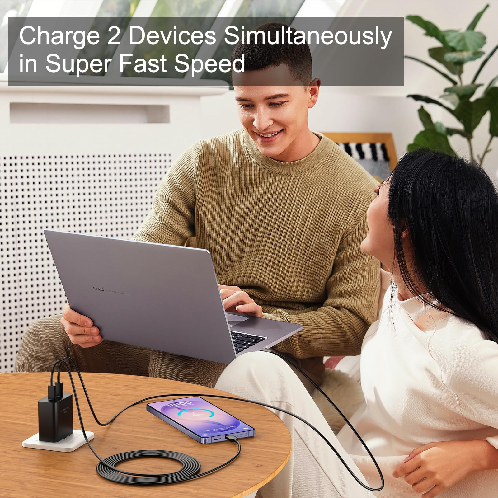 Super szybka ładowarka USB-C 45 W, ładowarka 2-portowa typu C 45 W, blok szybkiego ładowania z kablem USB C 10 stóp do Samsung Galaxy S25 Ultra/S25+/S25/S24/S23 Ultra/S23+/S22