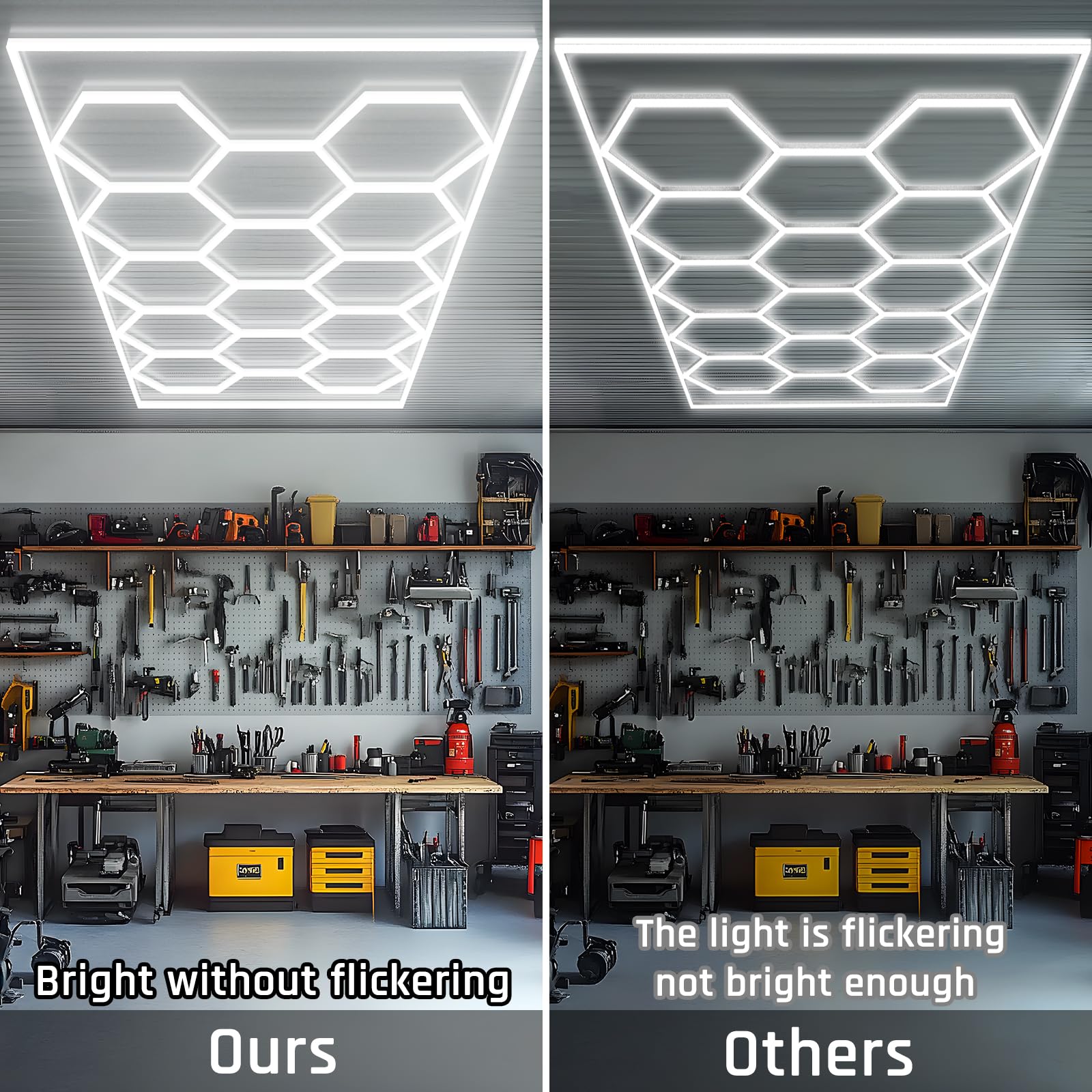 Sechseck-Garagenlampe - Sechseck-LED-Lampe, hohe Helligkeit 720W 70750 Lumen 6500K superhelle Wabenlampe, geeignet für Garagen, Keller, Autopflegewerkstätten, Auto-Tuning-Läden (5-Pack,weiß)