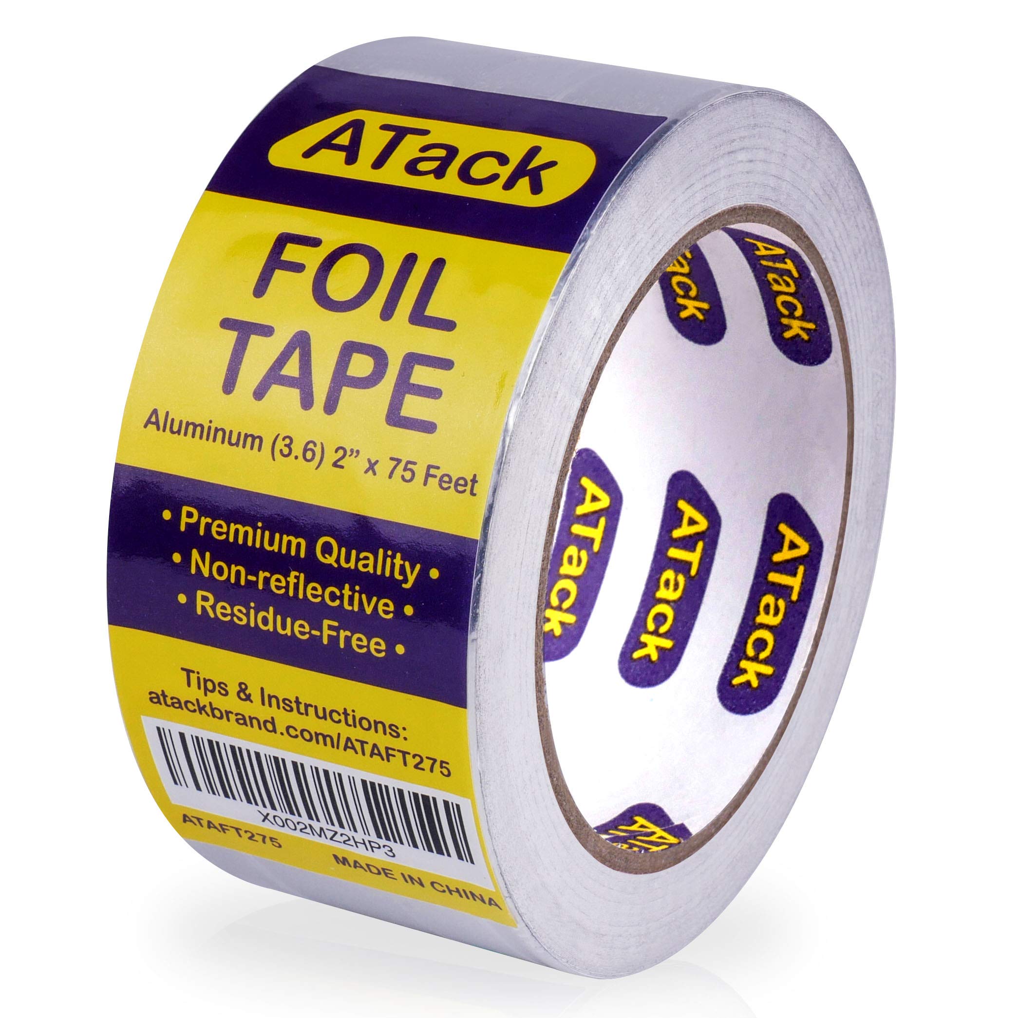 Buy ATack Aluminum Foil Reflective Duct Tape, 2 Inches x 75 Feet, 3.6
