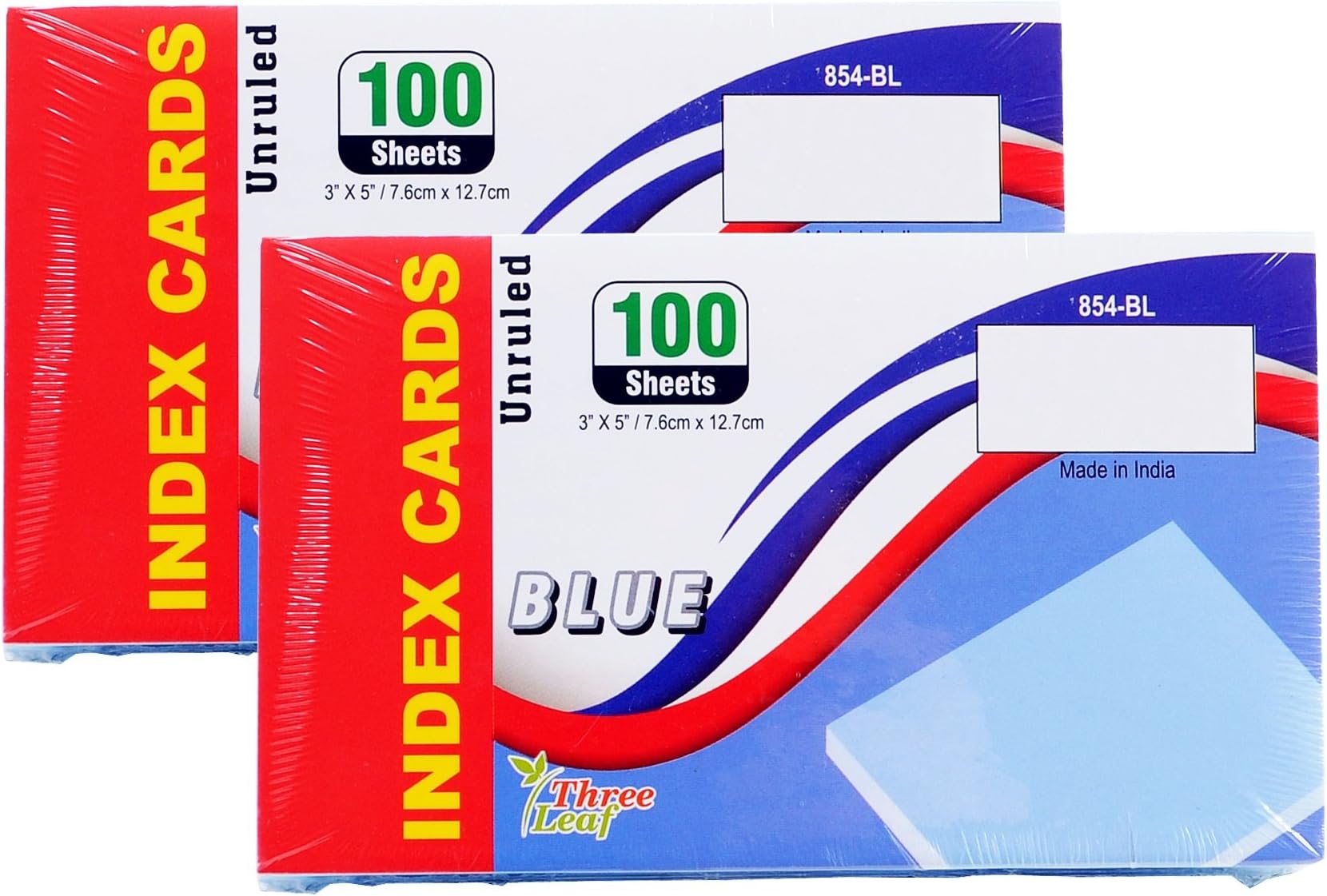 three leaf2-Pack Colored Index Cards, 3x5-Inch, Unruled, Blue, 100-Count per Package from Northland Wholesale. (2 Packs of 100)