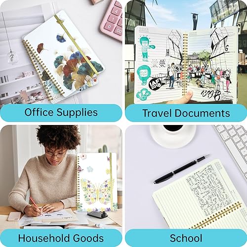 Miniatura 6 de Mlife Cuaderno encuadernado en espiral A5, 160 páginas, diario de 3.53 ozyd, cuaderno de notas de 8.5 x 6 pulgadas, cuadernos con bolsillos,