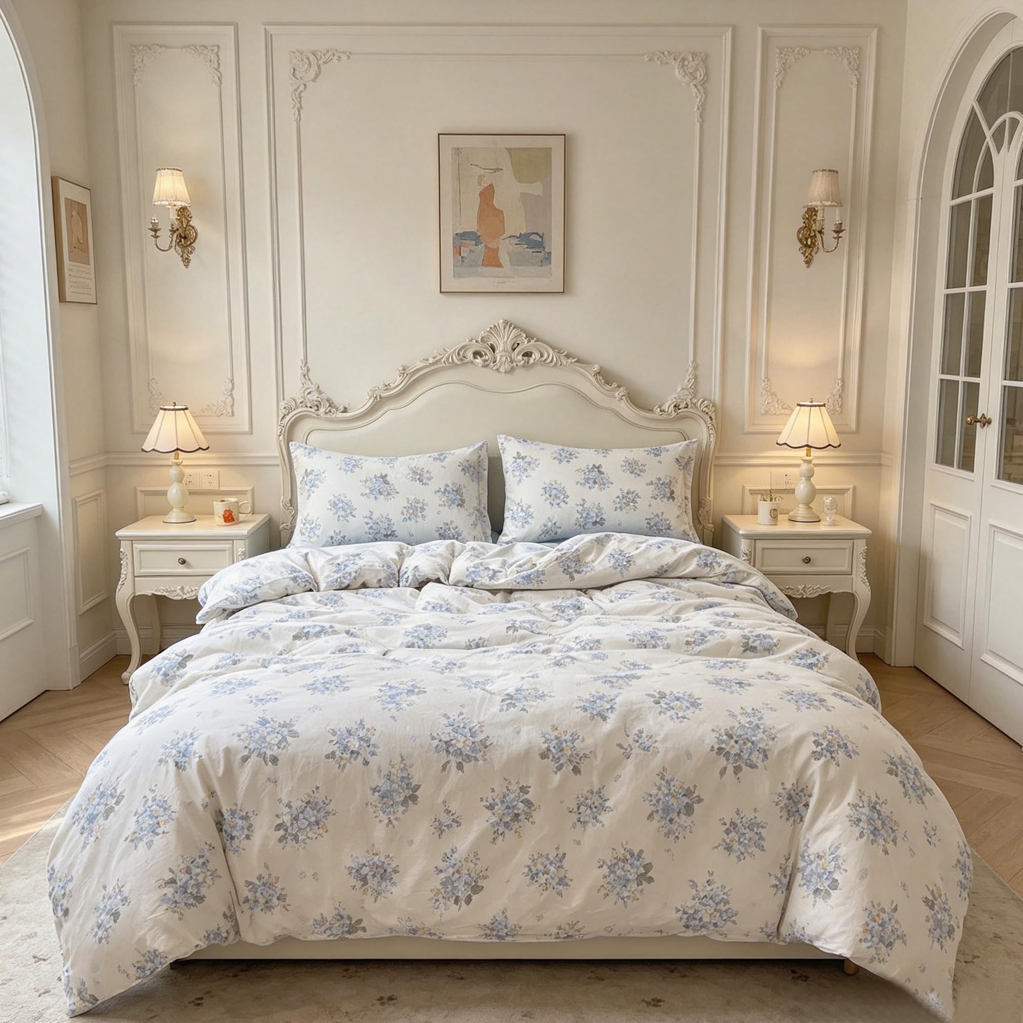 Parure de couette florale 260x240 cm lavable à 40°C pour un entretien facile et rapide