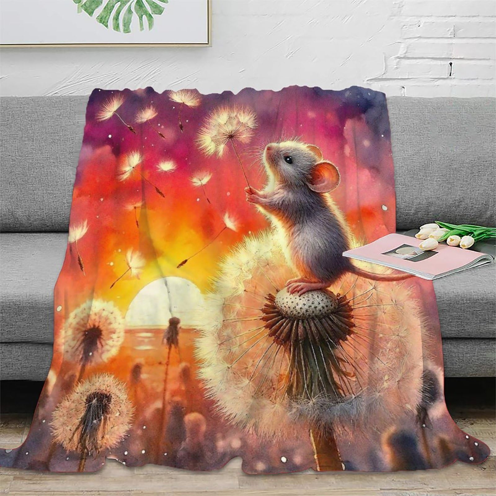 Couverture lit 150x200cm premium douce et chaude motif Souris 3D
