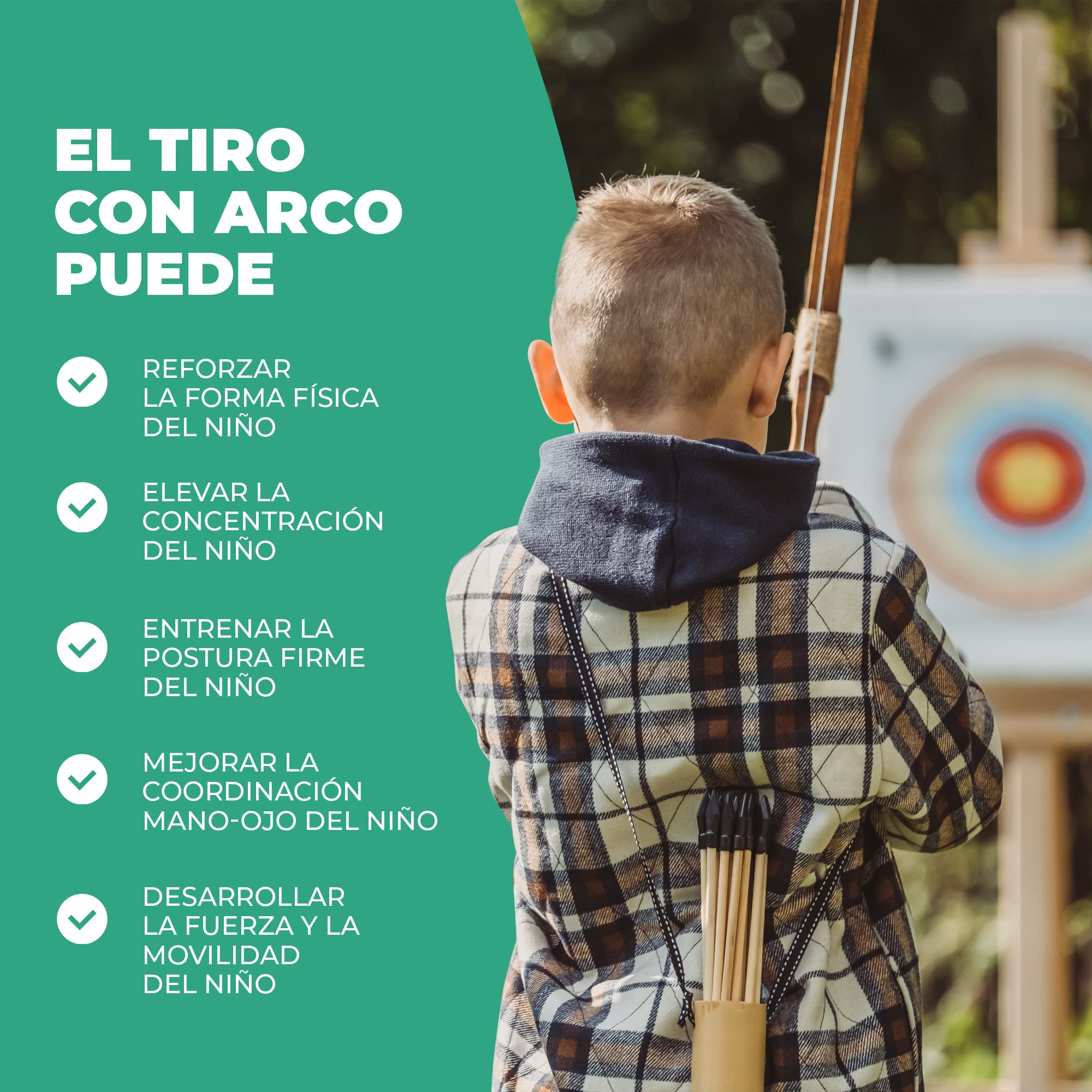 Set de Arco y Flechas de Madera con 12 Flechas, Carcaj, Bolsa de Almacenamiento & 4 Dianas | Arco para Principiantes, Equipamiento Deportivo al Aire Libre para Jóvenes