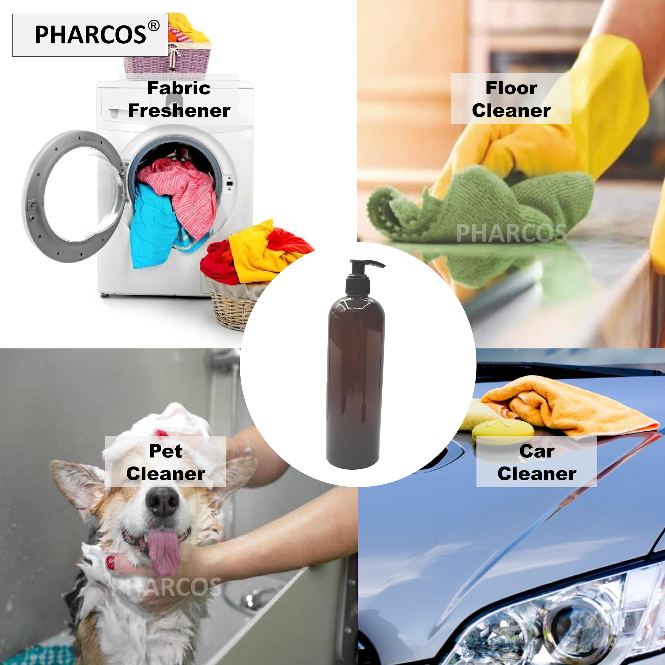 PHARCOS 500 ml Amber Pet Pump Bottle for DIY Cosmetic- Sun Proof, Oxidize Safe, Use for Shampoos, Conditioner, Body Wash, Multipurpose Use etc (Amber, Black Pump - Pack of 1) 1