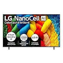 LG NanoCell AI NANO80 TV 75 pollici, Smart TV 4K, Processore α7 Gen8, Tecnologia NanoCell, webOS con AI e telecomando puntatore AI, Filmmaker mode, Gaming con VRR 4K@60Hz, 75NANO80A6B 2025