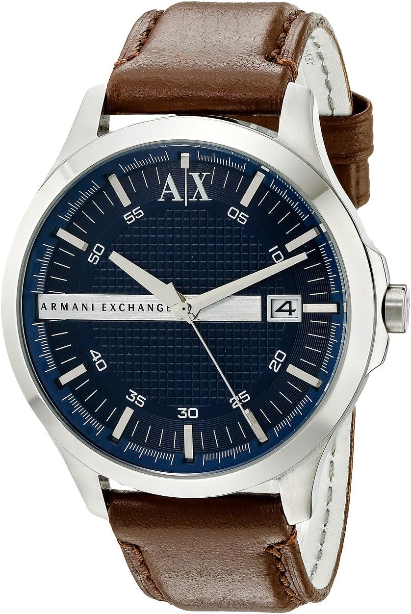 - Armani Exchange Leather Analog Blue Dial Men Watch-Ax2133, Brown Band