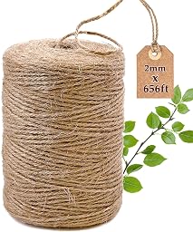 Cuerda de Yute,200M×2mm Cordel de Cáñamo Hecha de Fibras Naturales Cuerda de Jardinería Bricolaje para Manualidades,Envoltura de Regalos,Jardinería,Embalaje y Decoración Navideña