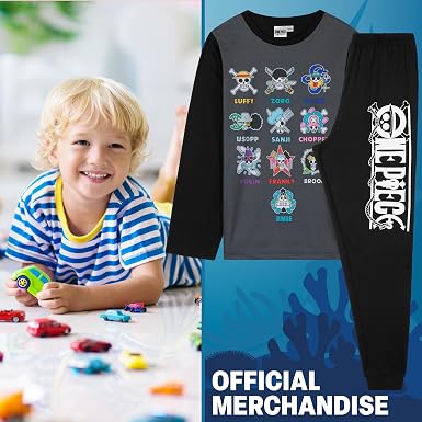 Pyjama One Piece Garçon - Ensemble 2 Pièces Manches Longues, Motif Luffy, Officiel, Pour Enfant Et Ado - 12