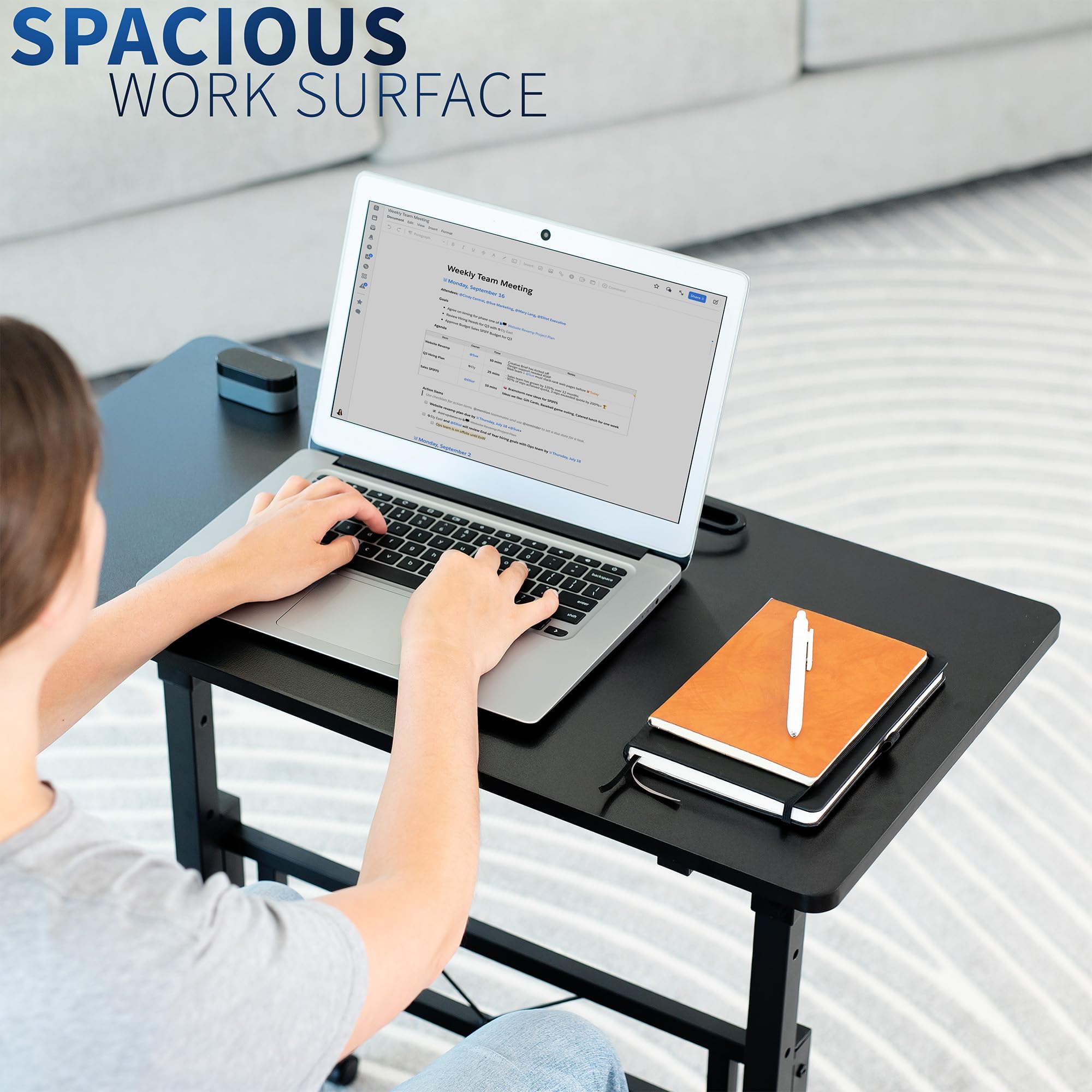 VIVO Mobile 32 x 16 inch Computer Workstation Standing Portable Desk with Wheels for Laptop Work Home Office — view 6