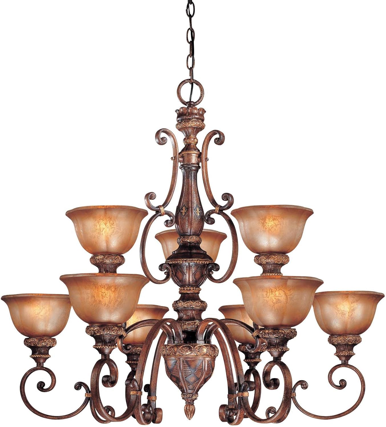 Minka Lavery Chandelier Pendant Lighting 1358-177, Illuminati Glass 2 Tier Dining Room, 9 Light, 900 Watts, Bronze : Everything Else