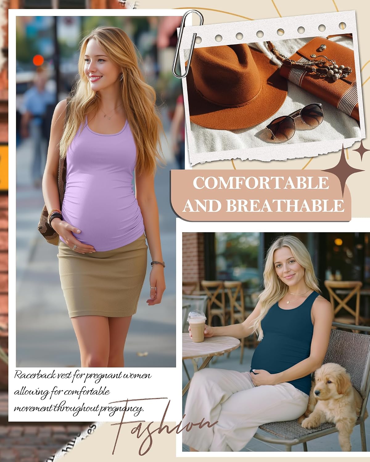 4 Pack Women's Maternity Tank Tops Racerback Sleeveless Crewneck Pregnancy Shirts Summer Side Ruched Mama Clothes