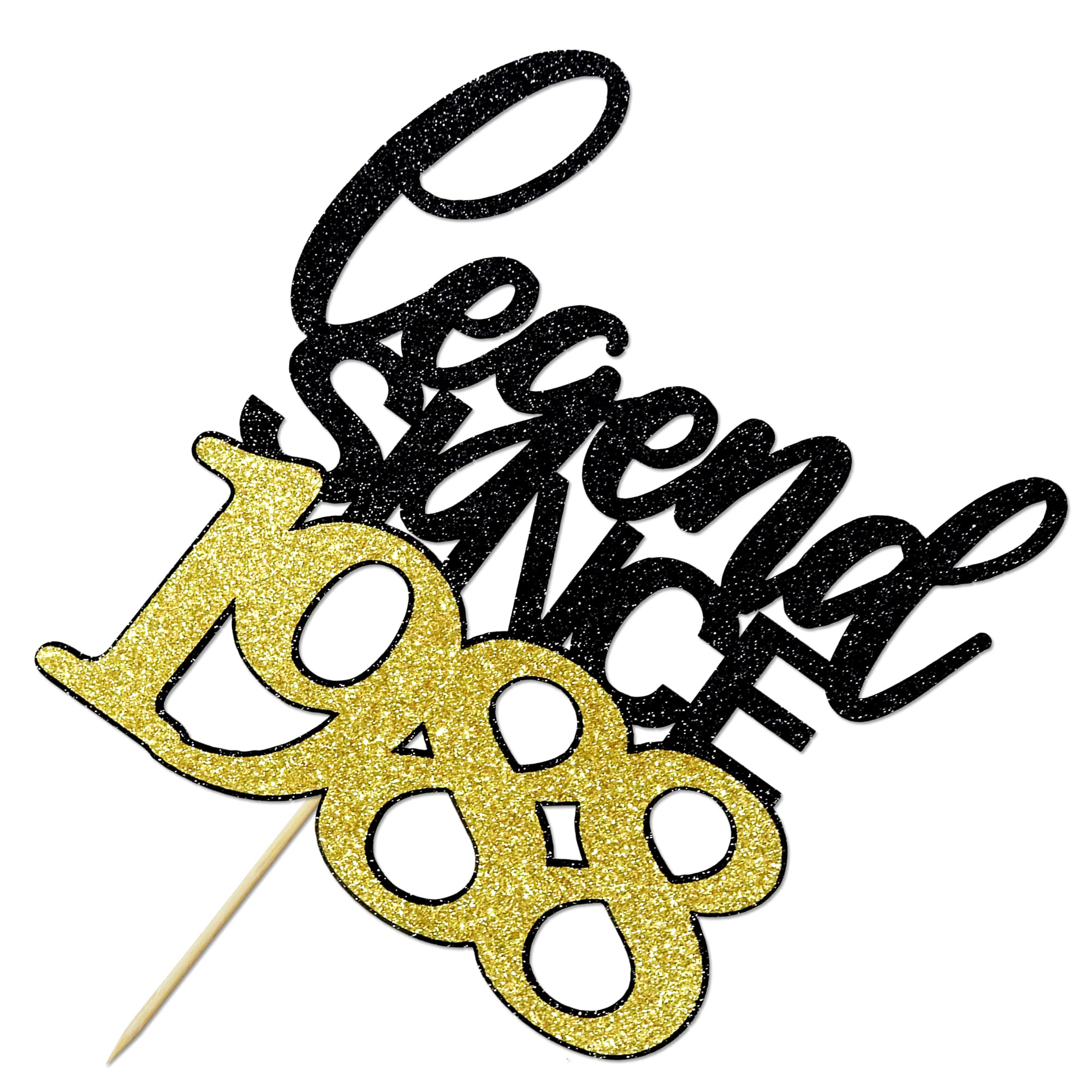 Migeaks "Legend Since 2001" 24th Birthday Cake Topper - Black Glitter, Pre-Assembled, For 24-Year-Olds - View #6