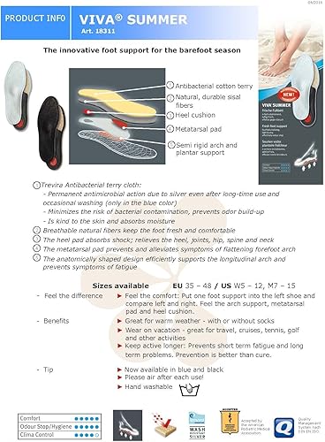 Miniatura 10 de Pedag Viva Summer  Plantillas ortopédicas sin calcetines de algodón de rizo  Hecho a mano en Alemania  Alivio de la fascitis plantadora  Soporte