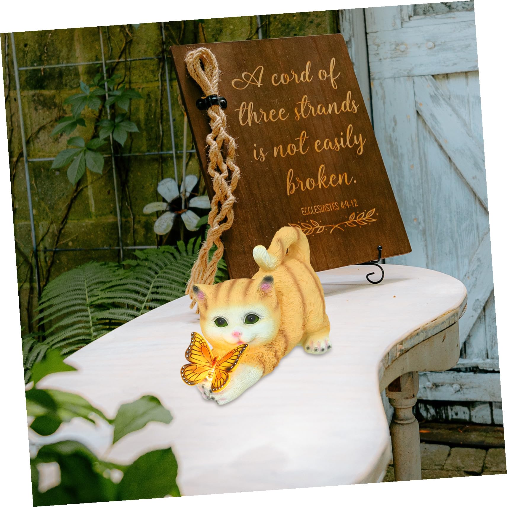 Lurrose Katzenfigur aus Kunstharz mit Realistischer Form als Gartendeko | Gelb, Detailreiches Design für Außenbereiche, Sammler und Tierliebhaber
