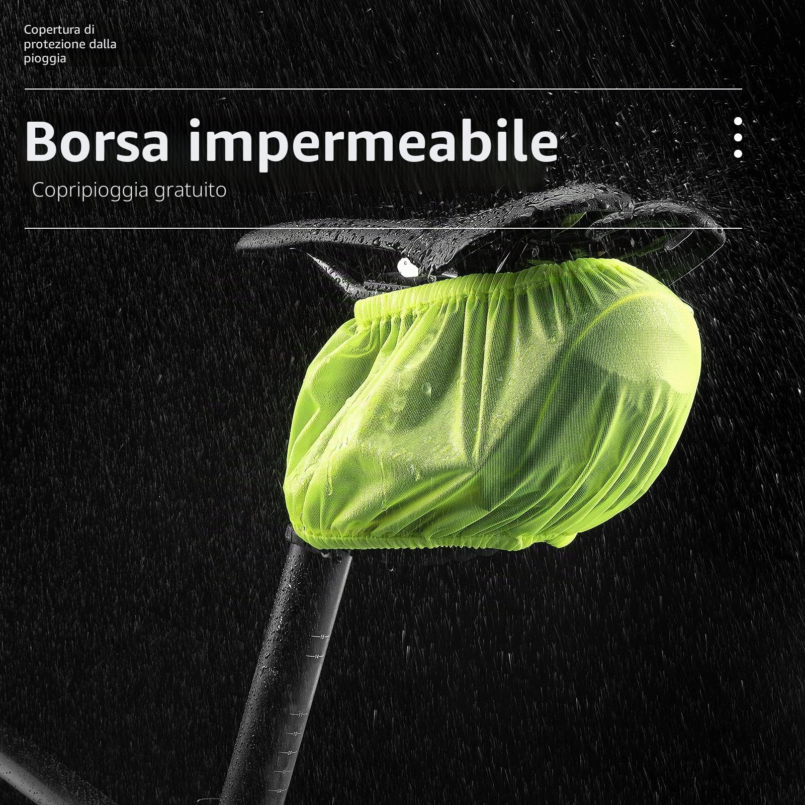 ROCKBROS Borsa da Sella Bici, Borsa Sottosella per MTB Bicicletta, Design Originale con Luci Fluorescenti, Grande Capacità 1L, Accessori Bici