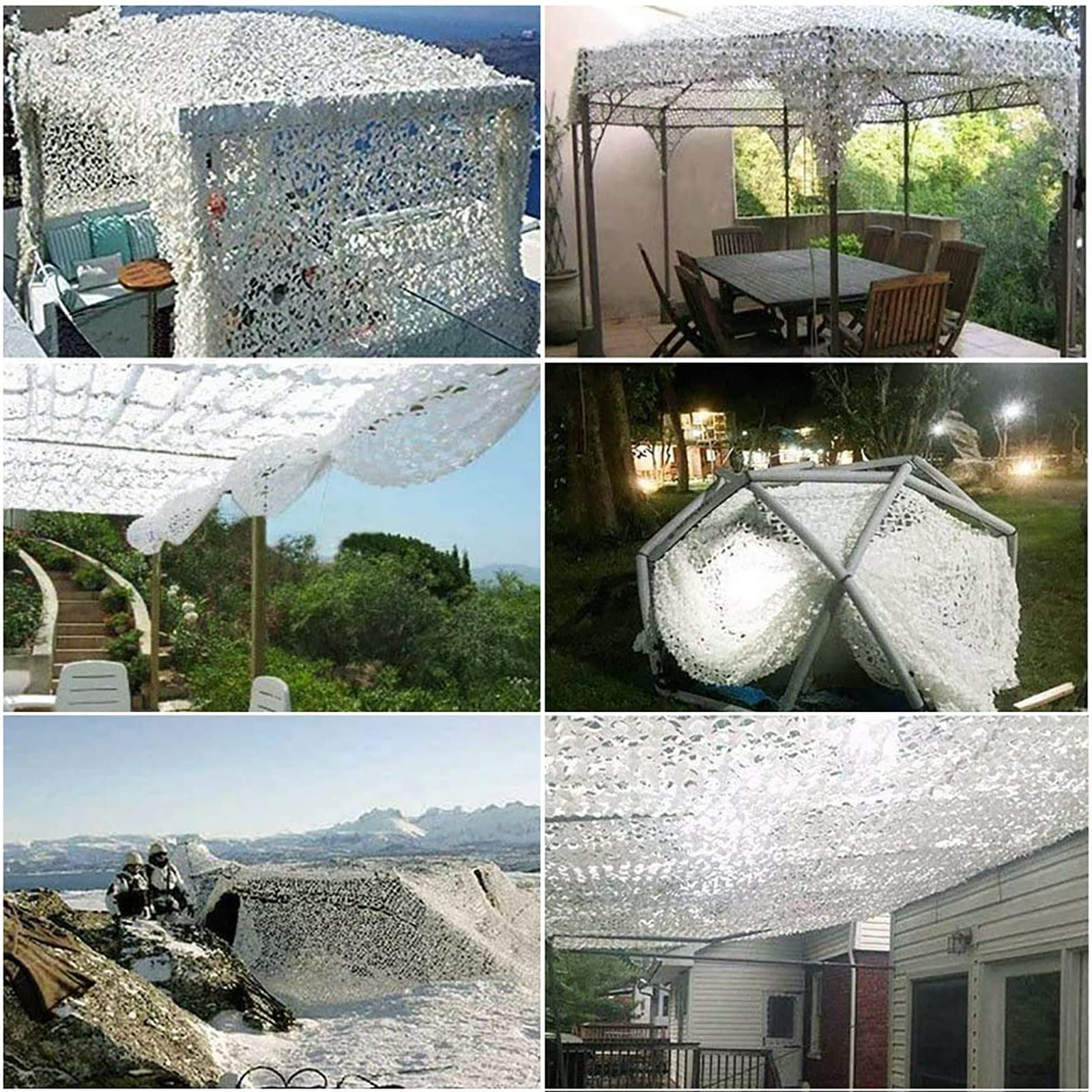 CANEVE Red De Camuflaje para Exteriores 3x3m,Red De Camuflaje Blanca,Camouflage Net,Tela De Sombra Oxford Duradera,Red De Sombra De Caza,Fotografía De Observación De Aves(Size:6mX10m)