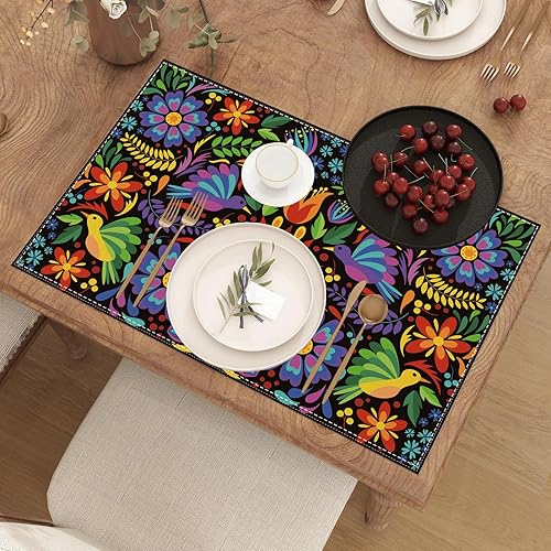 Miniatura 4 de Juego de 4 manteles individuales de lino para fiesta mexicana del Cinco de Mayo, decoración del Día de los Muertos, decoración y suministros para el