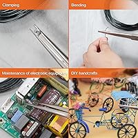 Vista 3 de Alicates de punta de aguja de largo alcance de 7 pulgadas, alicates finos de punta de aguja extra largos con cordón de mandíbula dentada, doble