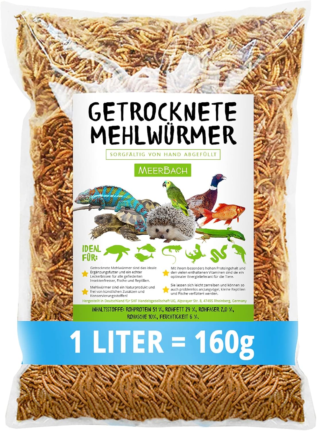 Getrocknete Mehlwürmer, 1 Liter (160 g) Futter im Beutel, Igelfutter, der proteinreiche Snack für Wildvögel, Fische, Reptilien, Schildkröten und Igel Getrocknete Mehlwürmer, 1 Liter (160 g) Futter im Beutel, Igelfutter, der proteinreiche Snack für Wildvögel, Fische, Reptilien, Schildkröten und Igel