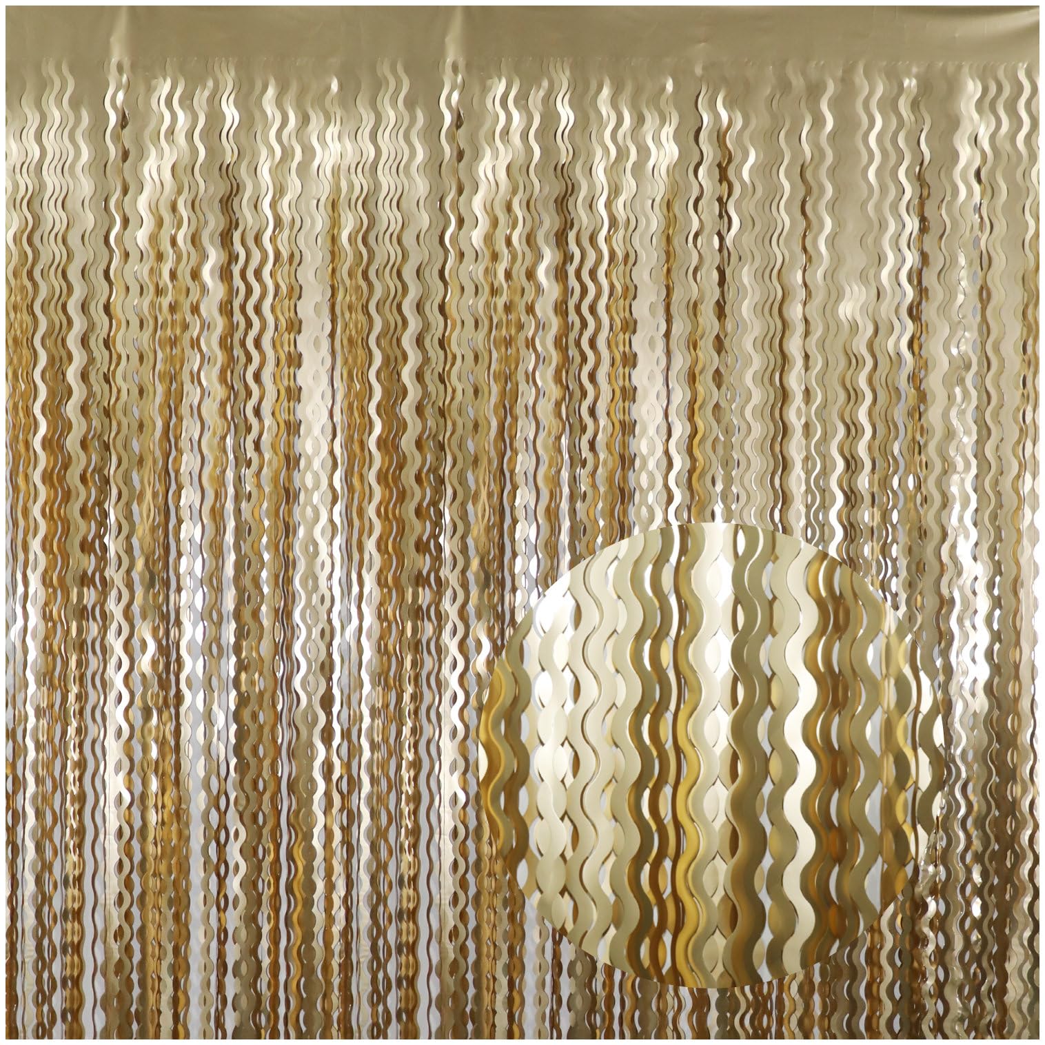 GOER Metallic Tinsel Foil Fringe Curtains Party Photo Backdrop Party Streamers for Birthday,Graduation,New Year Eve Decorations Wedding Decor (Champagne Gold,5 Packs)