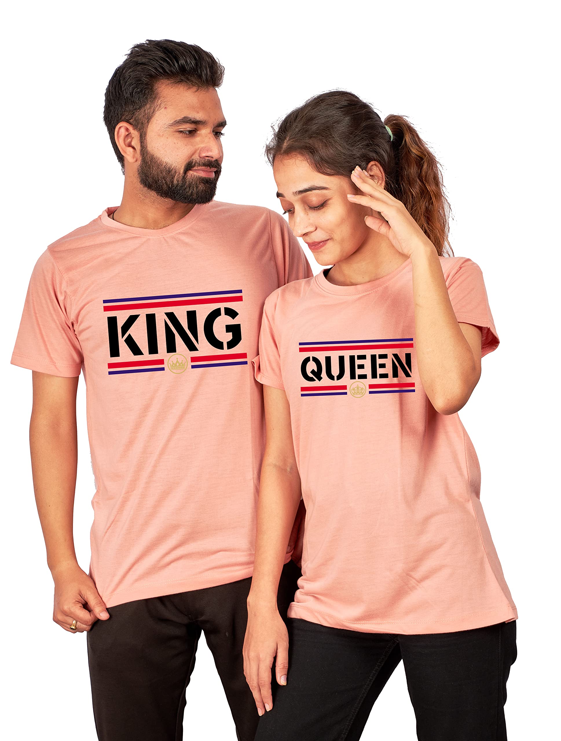 KASHIRAKing-Queen Printed Anniversary Matching Half Sleeve Couple Tshirt