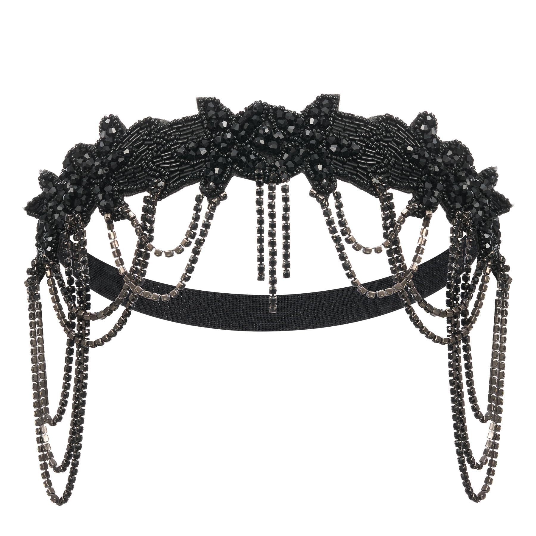 HPMAISON 20er Jahre Haarschmuck 1920er Stirnband Great Gatsby Zubehör Brüllender Fascinator Kopfschmuck Damen Gatsby Kopfbedeckung Charleston Vintage Thematische Party Kostüm Goldene Blätter