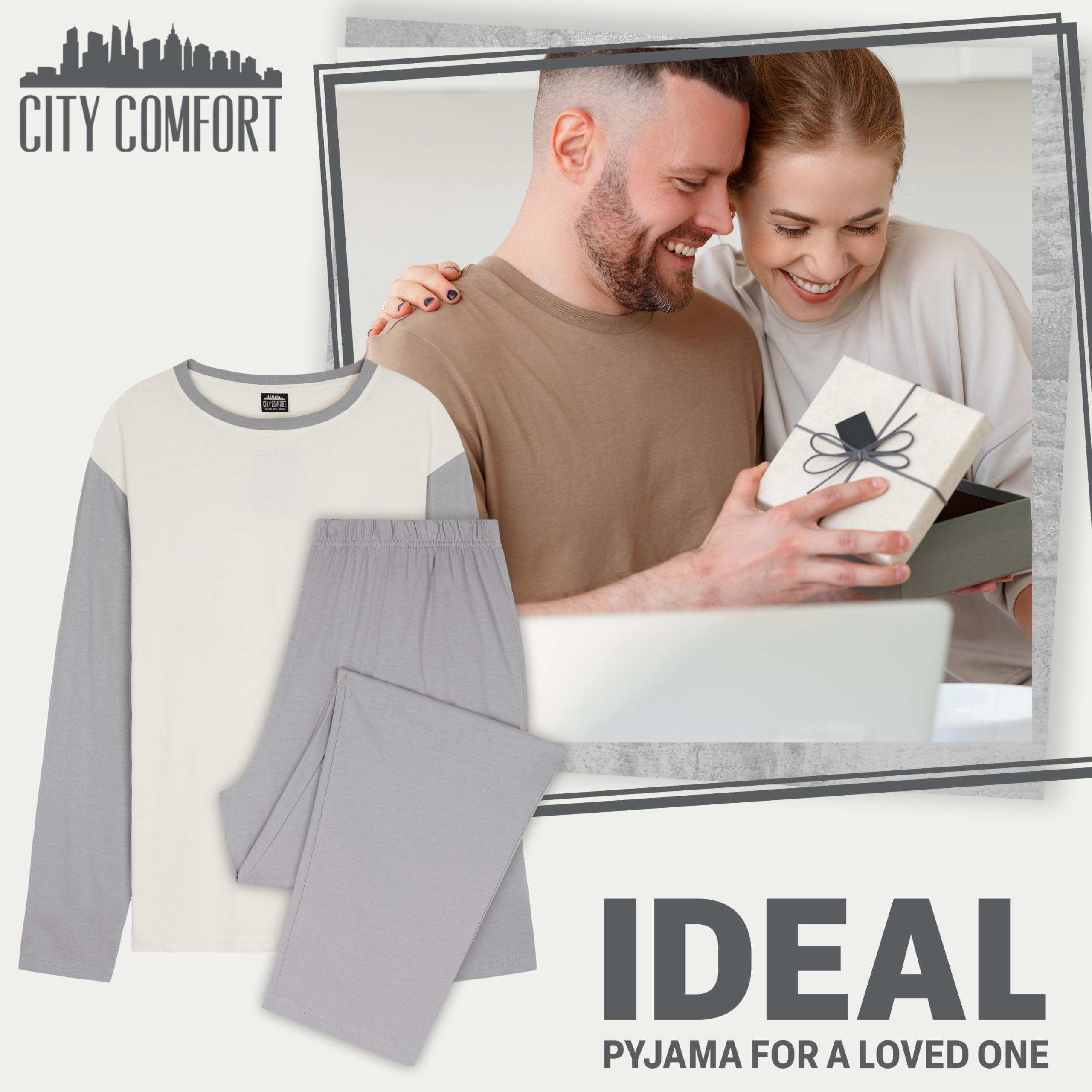 CityComfort Lungo Pigiama Uomo Set, Adulti Adolescenti Morbido 2 Pezzi Pigiama Caldo