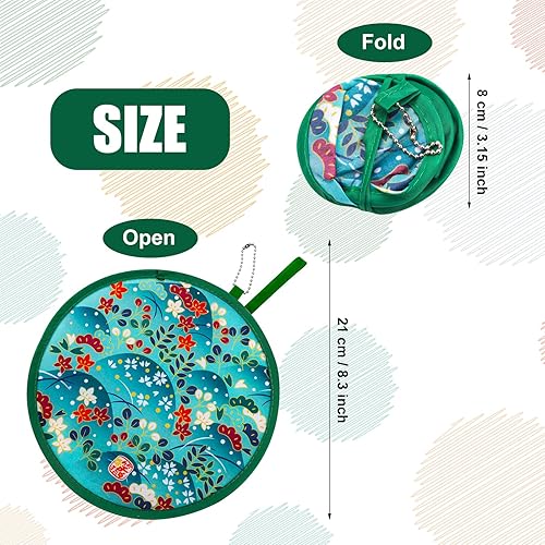 Miniatura 2 de Luter 4 ventiladores de mano plegables redondos, ventilador de mano plegable floral portátil, ventilador plegable elegante para mujeres y niñas, uso