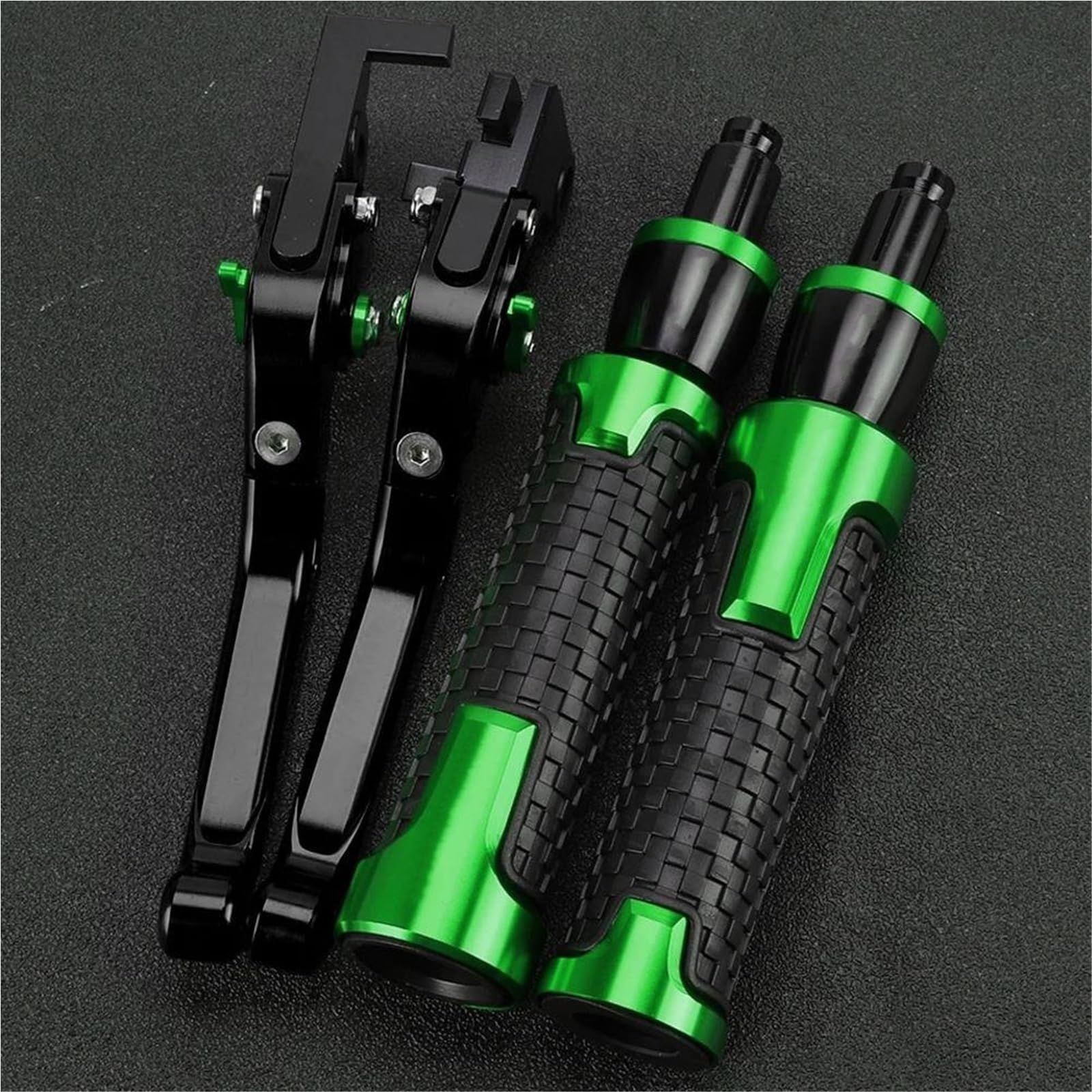 Tgvselpj Green 6 Motorcycle Part Motorcycle Foldable Adjustable Brake Clutch Levers Handlebar Grips Ends For Kawasaki Zrx1100 1200 1999-2007(Green 6)