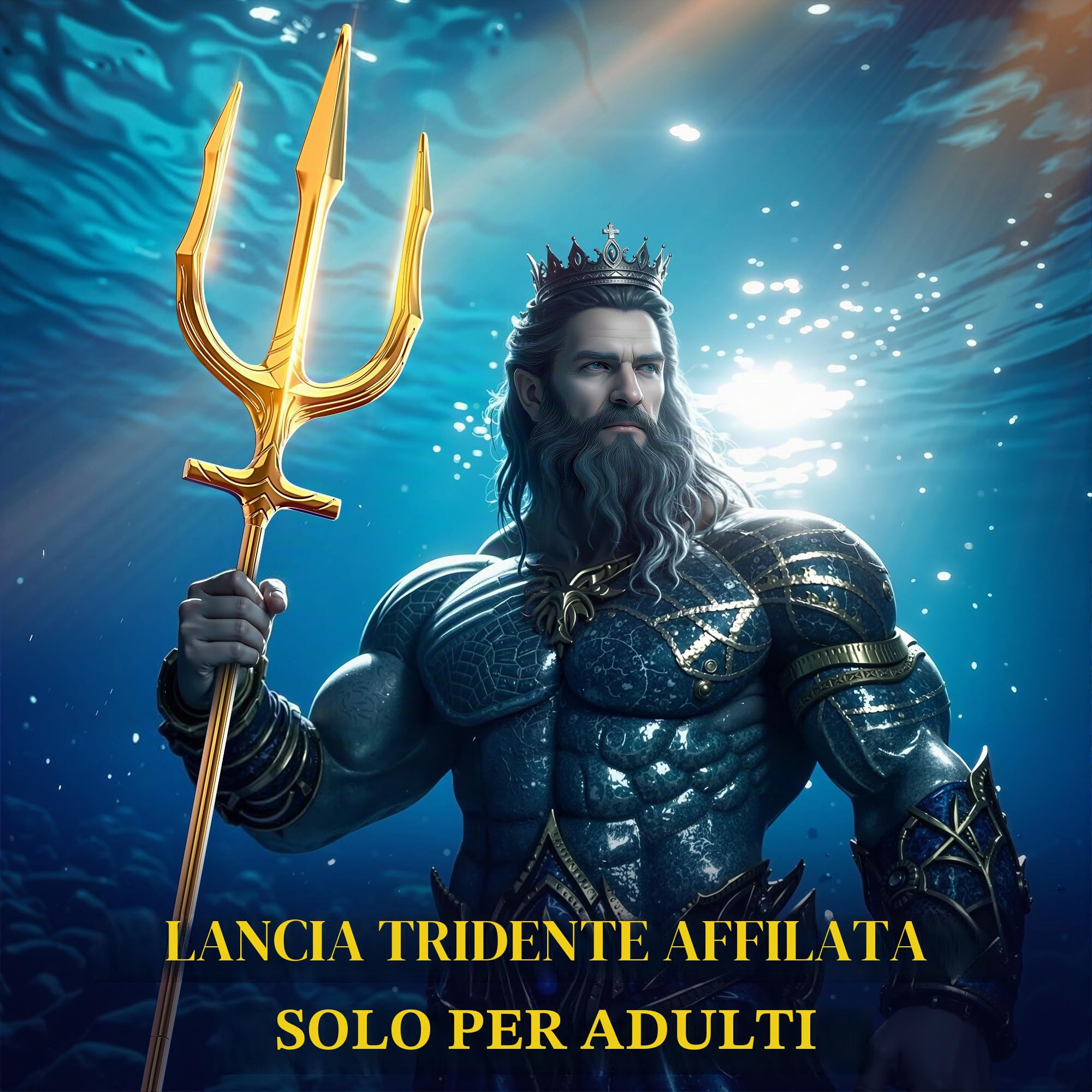 Costume da Cosplay con Lancia a tridente in Metallo, Arma di Poseidone a 3 Punte per Halloween per Adulti