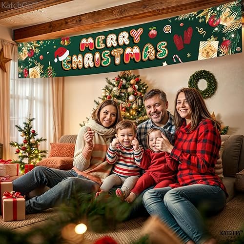 Miniatura 5 de KatchOn Cartel de Feliz Navidad para patio, grande, 120 x 20 pulgadas, decoración de Navidad al aire libre, perfecto para fiestas