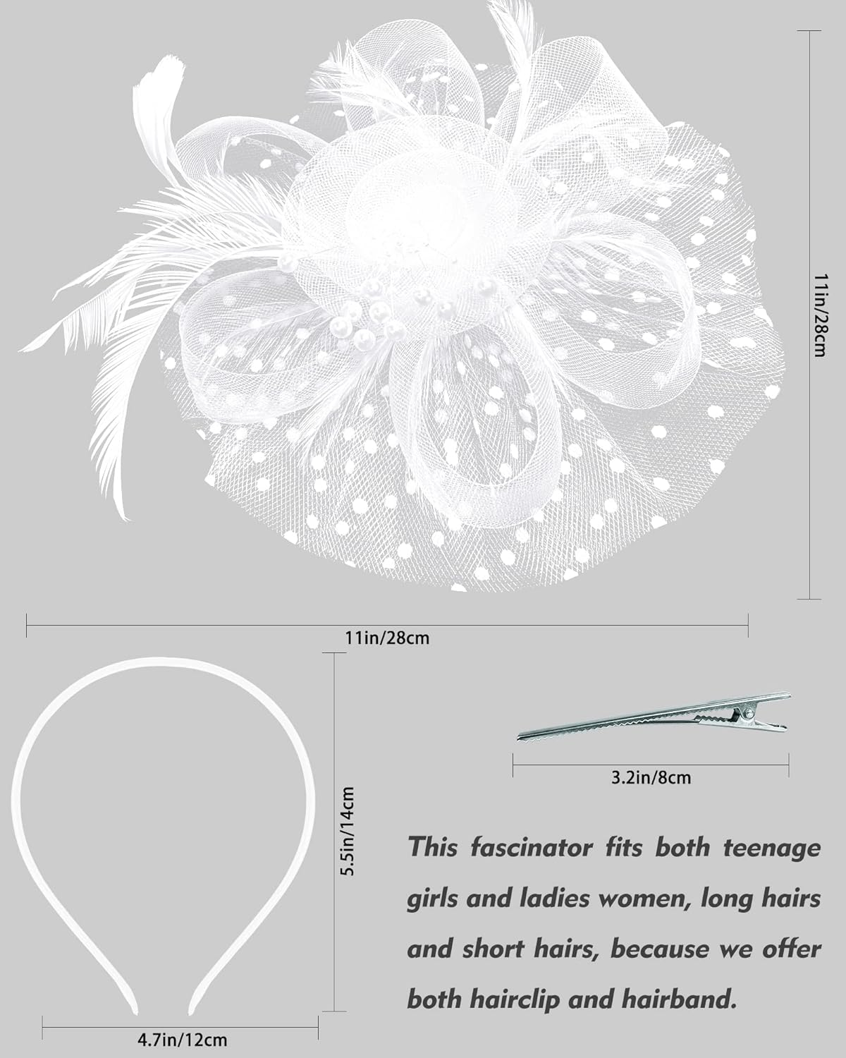 1920s Vintage Fascinators Hat Set for Women Tea Party Hats Veil Mesh Feather Headband Lace Gloves Set - Image 4