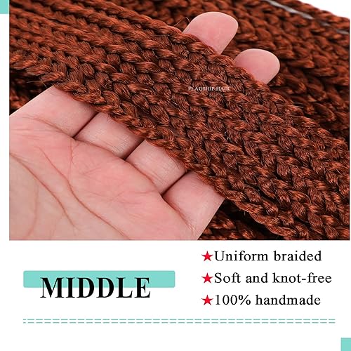 Miniatura 4 de Cabello de Ganchillo con Trenzas de Caja de 18 Pulgadas, 8 Paquetes, Color 350 Jengibre, Trenzas de Caja de Diosa de Cabello de Ganchillo