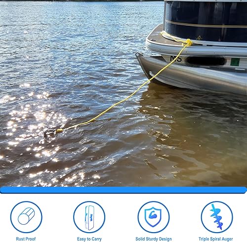 Miniatura 5 de Anclaje de arena para barco, 34 pulgadas46 pulgadas, anclajes de arena PWC de acero inoxidable 316, ideales para pontón, kayak jet ski se mantiene