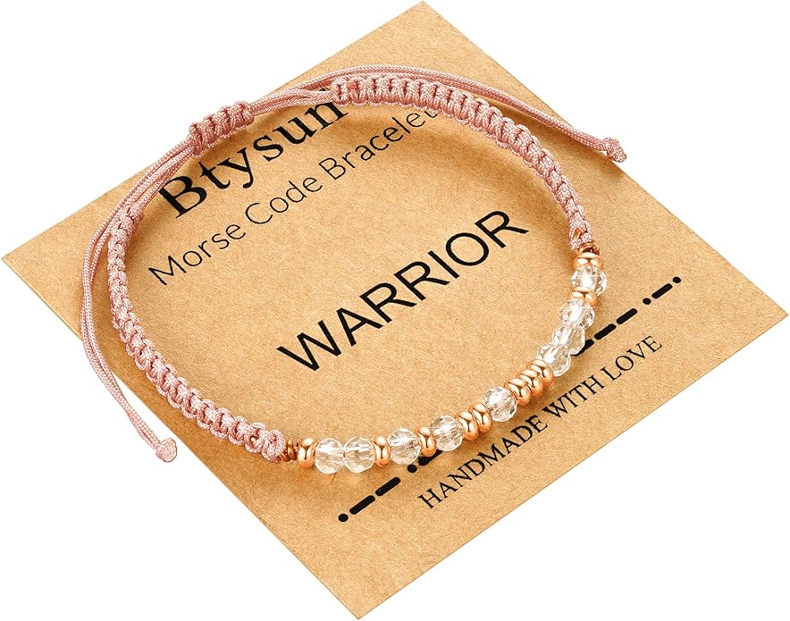Btysun Morse Code Bracelets for Women Christmas Gift Stocking Stuffers for Teens Pink Braided Bracelets Inspirational Best Friend Birthday Gifts for Her High School Graduation Gifts for Her 2025 Mom Bracelet Jewelry